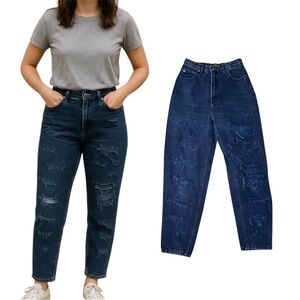 Vintage 90s Route 66 High Rise Destroyed Mom Jeans Grunge 9/10 Blue